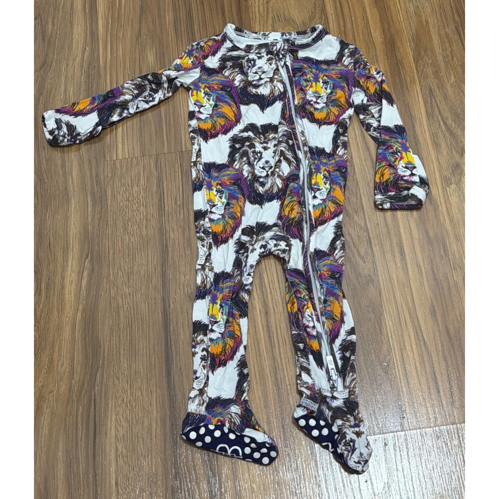 Little Bum Bums Baby Boys 18-24Months Vibrant Lion Footie Sleeper Pajamas Bamboo
